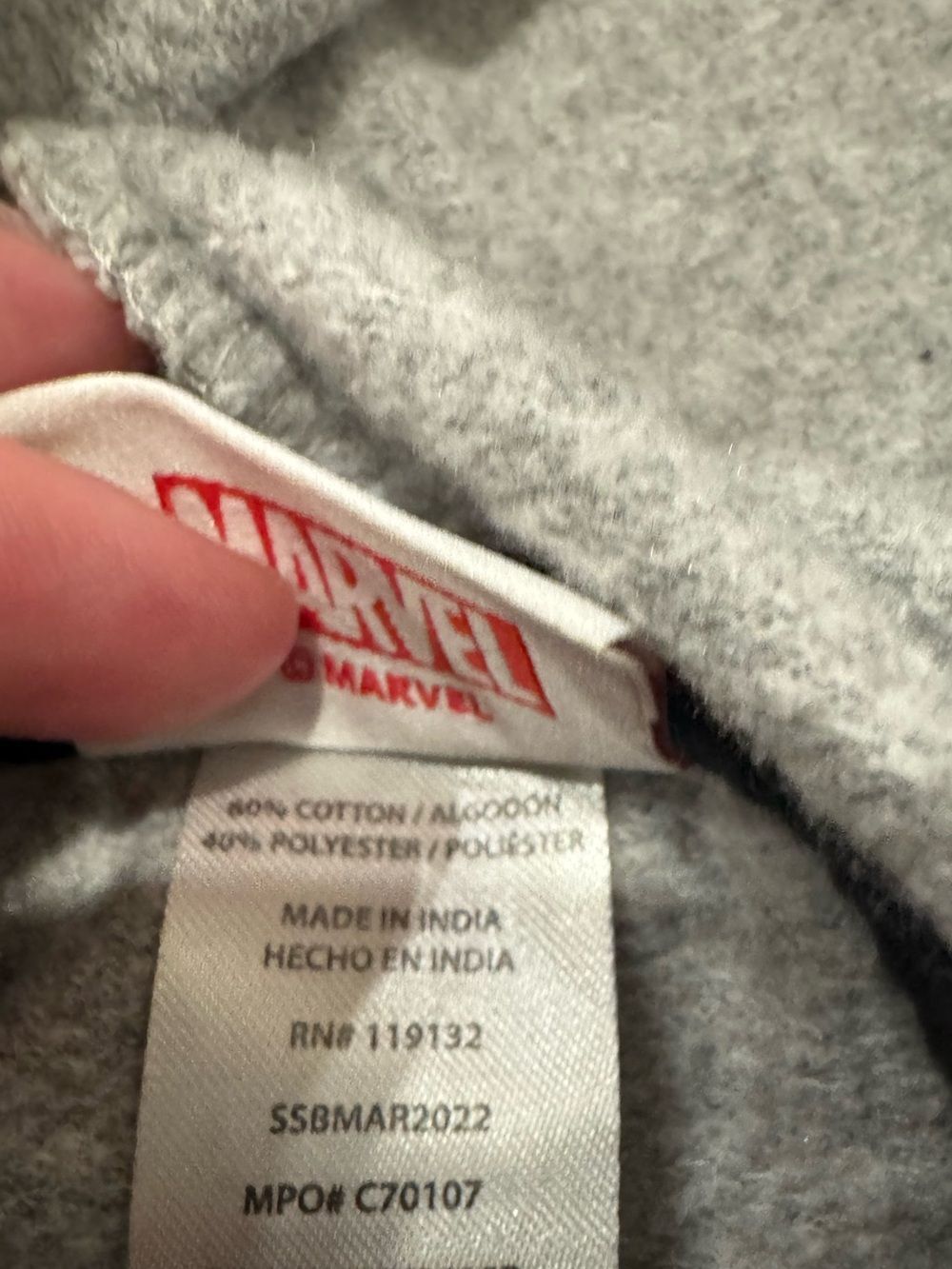 Marvel Comics Grey Iron Man Spiderman Captain America Boys Hoodie Size 5 - Picture 5 of 6